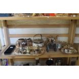 MIXED LOT SILVER PLATED TEA WARES, MODEL CANNON, BUTTER DISH ETC
