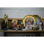 RELIGIOUS INTEREST - COLLECTION VARIOUS MODERN RELIGIOUS ICONS, FIGURES, CRUCIFIXES ETC