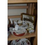 MIXED LOT OF VARIOUS CRESTED CHINA WARES, SMALL DOULTON DICKENS WARE ITEM, MINIATURE PICTURE