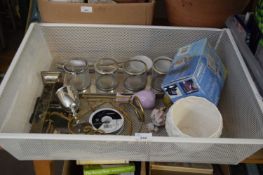 MIXED LOT CANDLE HOLDERS, JARDINIERE, HOUSEHOLD SUNDRIES ETC