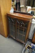 EDWARDIAN BOW FRONT CHINA DISPLAY CABINET