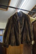 LADIES FAKE FUR MID-BROWN COAT