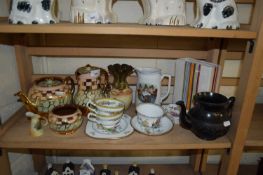 MIXED LOT OF DECORATED TEA WARES, MODERN VASE ETC