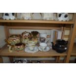 MIXED LOT OF DECORATED TEA WARES, MODERN VASE ETC