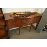 REPRODUCTION MAHOGANY SERPENTINE FRONTED SIDEBOARD, 152CM WIDE