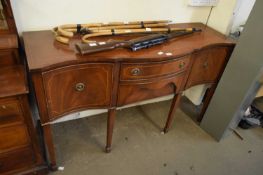 REPRODUCTION MAHOGANY SERPENTINE FRONTED SIDEBOARD, 152CM WIDE