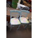 PAIR OF BLUE PAINTED CAFE CHAIRS