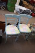 PAIR OF BLUE PAINTED CAFE CHAIRS