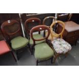 FIVE VARIOUS BALLOON BACK DINING CHAIRS