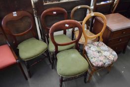 FIVE VARIOUS BALLOON BACK DINING CHAIRS