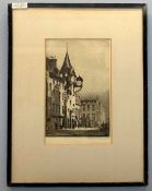 Andrew Watson Turnbill RA RSA PS (British, 20th Century) Old Tolbooth Edinburgh, drypoint etching,