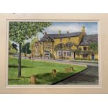 Roy Clements ( British, 20th century), Four watercolour and ink pictures: Broadway Cotswolds,
