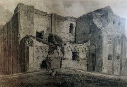 John Sell Cotman (British, 19th century), Castle Rising Castle, etching, dated 1813,11x15ins, framed
