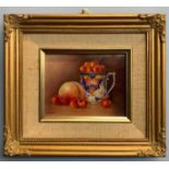 James J. Allen (British, contemporary), Cherry Ripe, oil on board, signed, 3.5 x 4.5ins, framed