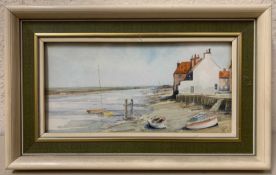 Jason Partner (British, 20th century), Wells Harbour, watercolour, signed and dated (1972) 4x7.5ins,