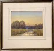 Anthony C.E.Dugdale (British, 20th century), Winter Twilight near Ranworth Broad, watercolour,
