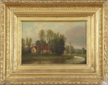 Edward Littlewood (British, c.1863-1898), A Riverside landscape, oil on canvas, signed. 8x12ins.