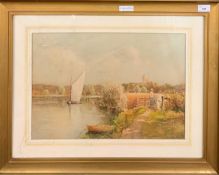 Louis Burleigh Bruhl ( British, mid 19th-mid 20th century) Ranworth, Norfolk Broads, colour