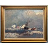 Geoffrey Chatten RBA, Norfolk School (British, 20th century), Sail boats, Gorleston, oil on board,