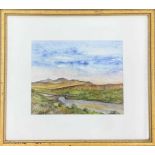 British, contemporary, The Dales, watercolour on paper, indistincly signed, 7.5x9ins, framed and