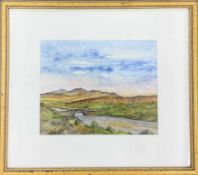 British, contemporary, The Dales, watercolour on paper, indistincly signed, 7.5x9ins, framed and