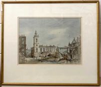 Arthur E. Davies RBA RCA (British, 20th century), watercolour and ink, A Memory, St Micheals Church,