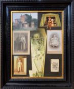 Edna Bizon (20th century) collage, oil on canvas,17.5x13ins, signed, framed.Private family