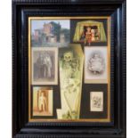 Edna Bizon (20th century) collage, oil on canvas,17.5x13ins, signed, framed.Private family