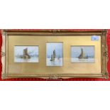 E.H. Martin (British, 20th century), Maritime triptych, watercolour, signed and dated (83), 3.