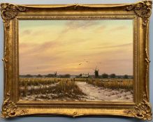 Anthony C.E. Dugdale (British, 20th century) Morning Flight, Lower Bure Marshes in Winter, oil on