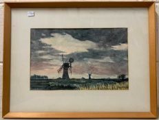 John Sutton (British, 20th century) Thurne Mill - Nightfall, watercolour, signed and dated (1969),