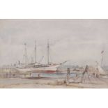 Arthur Davies, RBA, RCA (1893-1988), A harbour scene with boats moored, watercolour, signed, 8 x