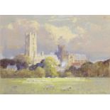 E. Matthews (British, Contemporary), Ely Cathedral, oil on board, signed. 12x16ins.