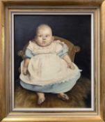 Edna Bizon (British, 20th century), "The Infant", oil on canvas, signed, 11.5x9.5ins, framed.Private