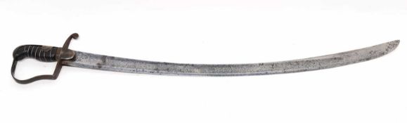 19th century 1796 pattern Lt Cavalry sabre (lacking scabbard) with leather and wire twist bound