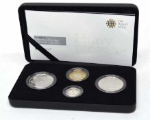 Cased 2008 silver four coin proof set