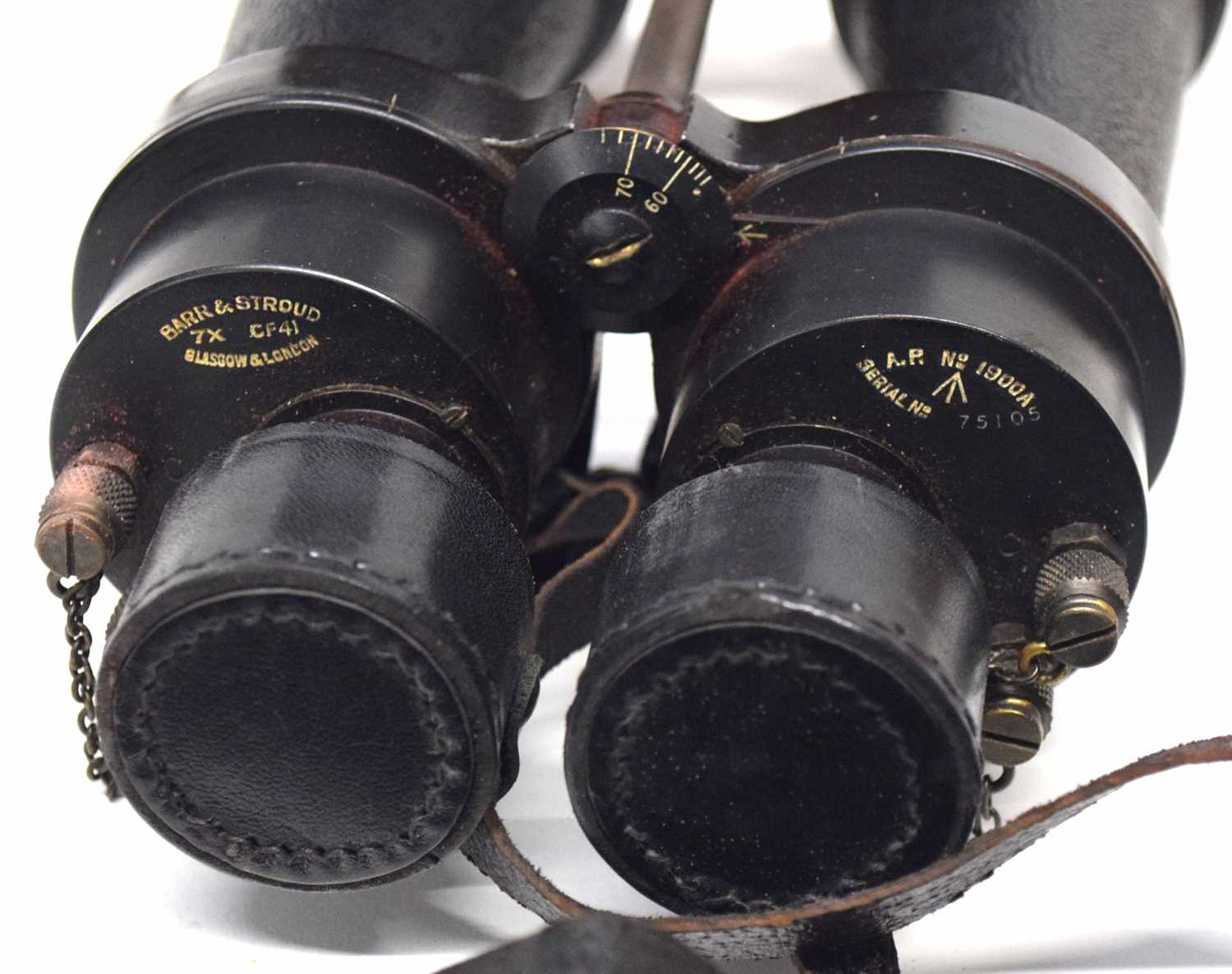 Pair of WWII Barr & Stroud CF41 Naval binoculars and case, serial no 75105 - Image 2 of 4