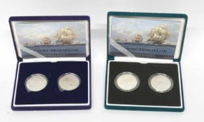 Two cased 2005 silver two-coin 200th anniversary of Nelson's Trafalger proof set (2)