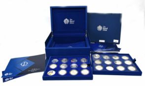 Cased 2012 silver 24-coin Queen's Diamond Jubilee family tree proof set
