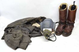 Cold War RAF flight suit to include RAF Cold War period G-type flying helmet dated 1959, with H type