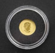 1919 Canadian 25c gold maple leaf 40th anniversary coin, .5gms