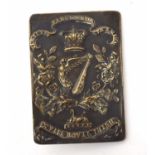 Victorian rectangular brass cross belt plate circa 1850 for 18th Royal Irish Regt with two screwback