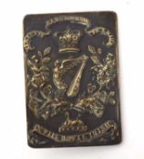 Victorian rectangular brass cross belt plate circa 1850 for 18th Royal Irish Regt with two screwback