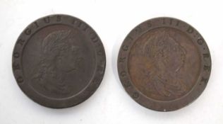 Two George III cartwheel two pence pieces dated 1797, (2)