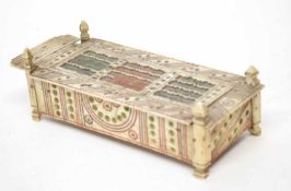 Late 18th/early 19th century Napoleonic War miniature bone prisoner of war made domino set, the case