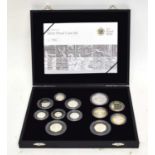 Cased 2009 silver 12 coin proof set