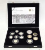 Cased 2009 silver 12 coin proof set