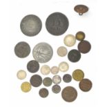 Quantity of mixed Georgian trading and bank tokens to include Isle of Man 1831 half penny, Irish
