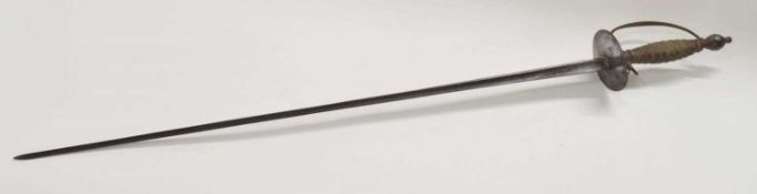 18th/19th century gentleman's court sword, with a silver wire band grip and diamond panelled pommel,