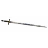 19th century Continental hunting sword, possibly French, with acorn finials to cross guard and